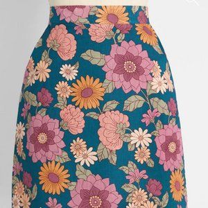Modcloth Princess Highway Floral Teal Skirt
